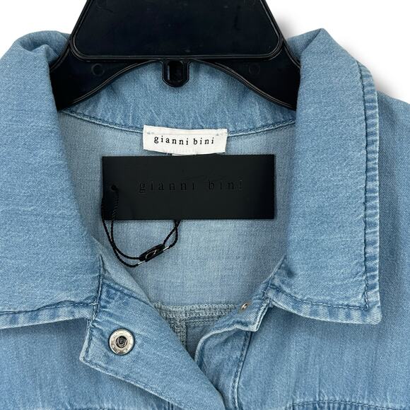 Gianni Bini Charlie Denim Button Down Long Sleeve Jean Romper Womens Size 2 - Picture 7 of 9